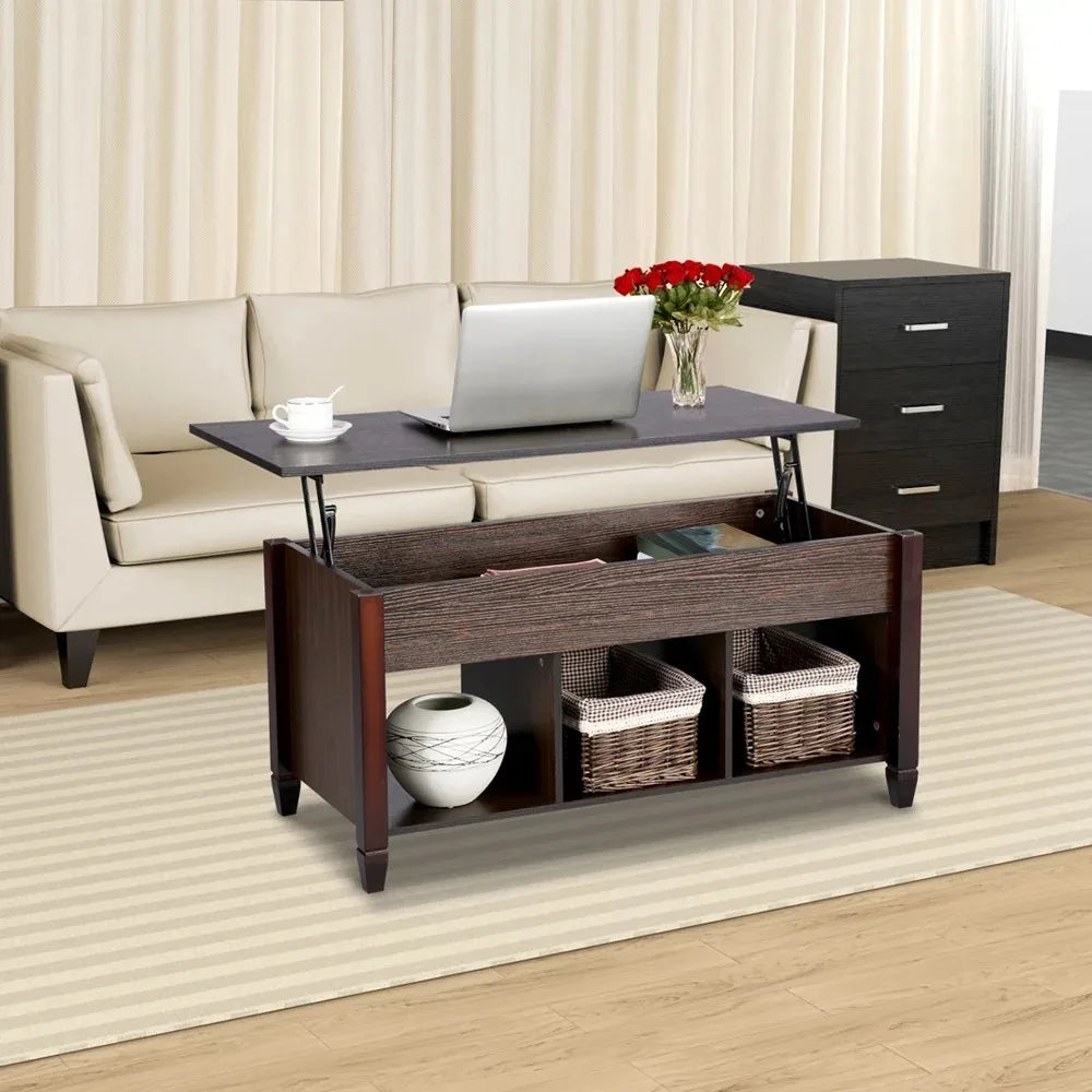 Lift Top Coffee Table With 3 Storage Compartments