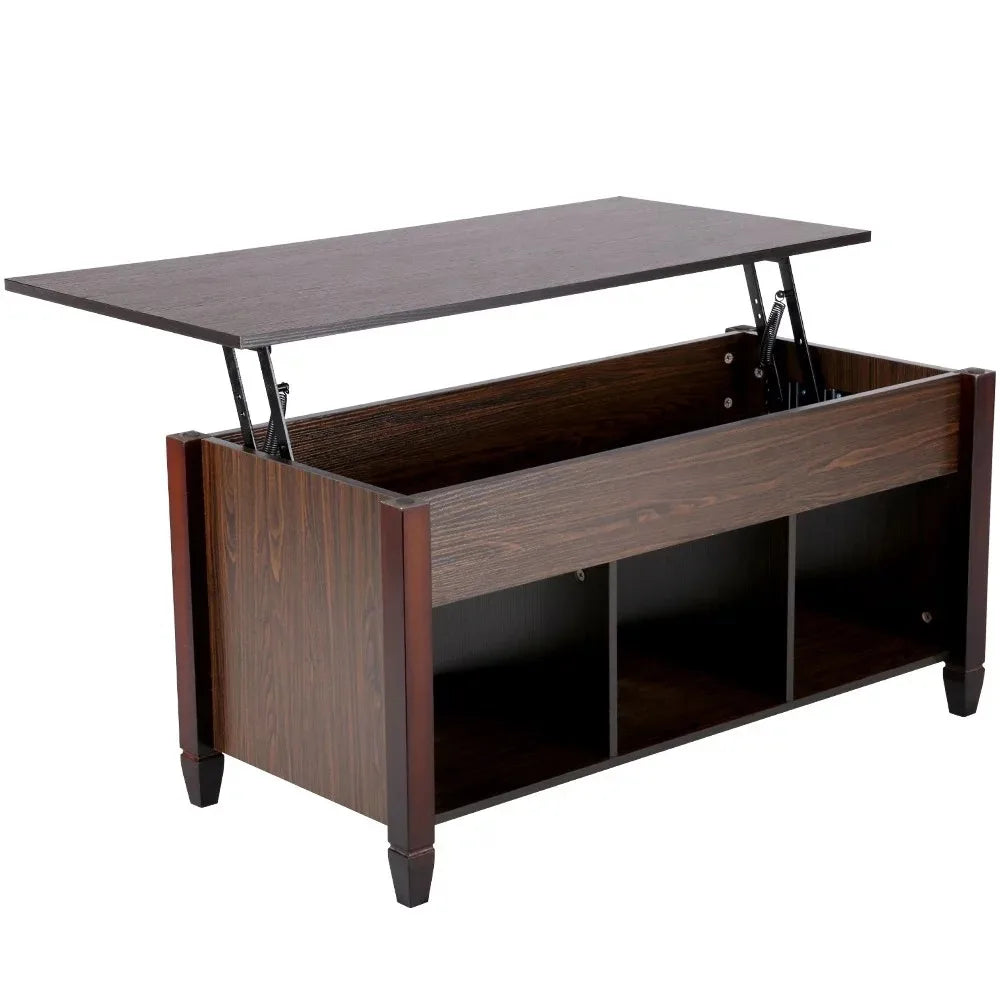 Lift Top Coffee Table With 3 Storage Compartments