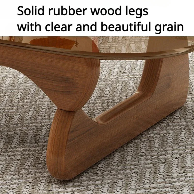 Nordic Tempered Glass Coffee Table with Solid Wood Leg