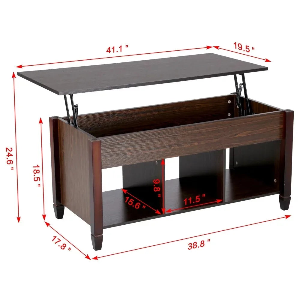 Lift Top Coffee Table With 3 Storage Compartments